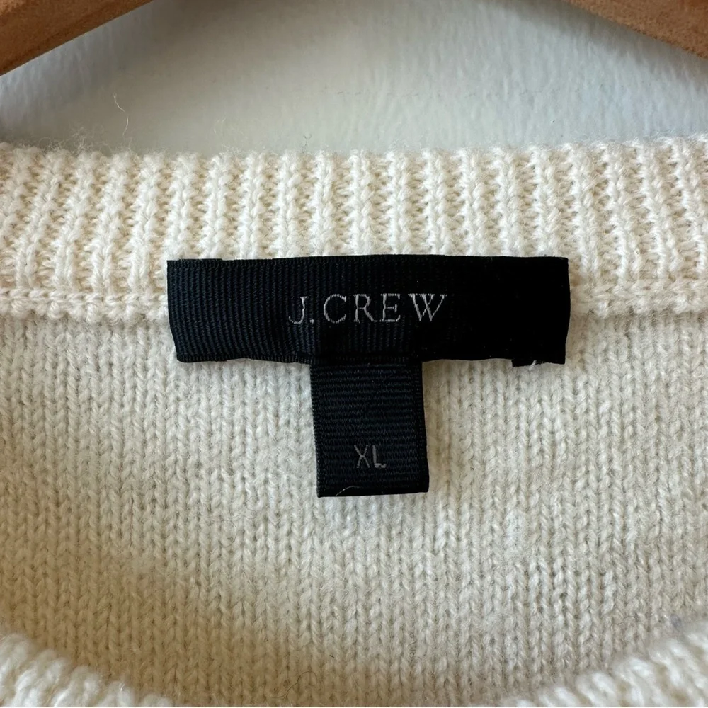J. Crew 100% Merino Wool Textured Cable Knit Cream Sweater